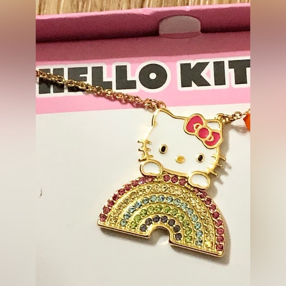 Hello Kitty gold plated hello kitty on a rainbow necklace new - Picture 3 of 8